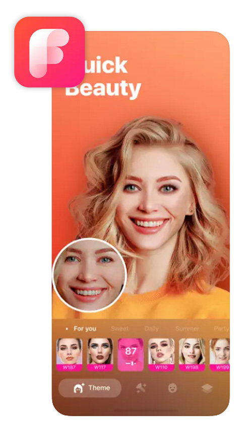 UI of Facey to put on eye makeup